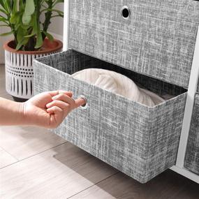 img 1 attached to 🗄️ SONGMICS ULTS024W01 4-Tier Storage Dresser: Versatile and Stylish Organizer with 8 Easy Pull Fabric Drawers