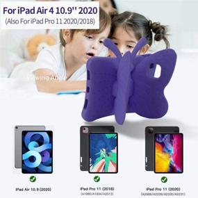 img 3 attached to Simicoo IPad Pro 11 Case For Kids Cute Butterfly Light EVA Ipad Cover With Stand Holder Shockproof Rugged Heavy Duty Child Proof Tablet IPad Kid Case For IPad Pro 11 2020 2018 Kids Girl Gift (Purple)