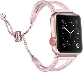 img 4 attached to Stylish Stainless Steel Dress Watch Bands Compatible with Apple Watch 38mm 40mm 42mm 44mm, for Women - Series 6/5/4/3/2/1 and iWatch SE
