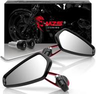 🔴 mzs bar end mirrors - universal motorcycle rear view mirror for street bikes - red finish logo