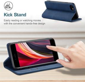 img 1 attached to 🔵 Premium Leather Wallet Case for iPhone 8/7/SE (2020), RFID Blocking, Card Slots, Magnetic Kickstand - Blue