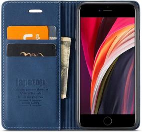 img 3 attached to 🔵 Premium Leather Wallet Case for iPhone 8/7/SE (2020), RFID Blocking, Card Slots, Magnetic Kickstand - Blue