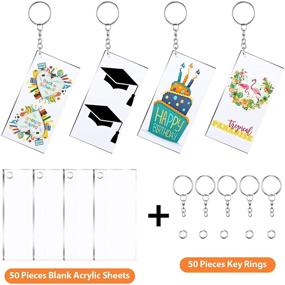 img 2 attached to 🔑 12-Pack Clear Sublimation Acrylic Keychain Blanks for DIY Crafts with Key Rings – Rectangle Shape Vinyl Kit – Precut Charms, Transparent Discs for Personalized Song Keychains