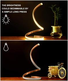 img 1 attached to Spiral LED Table Lamp: Dimmable Desk Lamp with Modern Minimalist Design, Touch Controller, and 3 Colors - Perfect for Bedroom, Office, and Home (Gold)