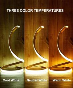 img 2 attached to Spiral LED Table Lamp: Dimmable Desk Lamp with Modern Minimalist Design, Touch Controller, and 3 Colors - Perfect for Bedroom, Office, and Home (Gold)