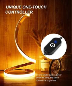 img 3 attached to Spiral LED Table Lamp: Dimmable Desk Lamp with Modern Minimalist Design, Touch Controller, and 3 Colors - Perfect for Bedroom, Office, and Home (Gold)