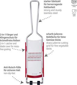 img 1 attached to 🔪 Triangle Germany Julienne Grater: Removable Catcher, Pro-Grade Stainless Steel Blades for Effortless Strips, Innovative Compact Design to Reduce Waste and Mess