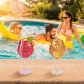 img 1 attached to Shatterproof Floating Wine Glasses - Set of 2, 21 Oz Plastic Cups for Poolside and Beach - Unbreakable Tritan Stemware for Indoor and Outdoor Use