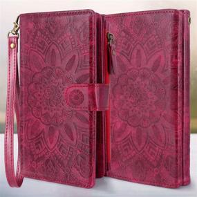 img 3 attached to 👛 Harryshell Detachable Magnetic Zipper Wallet Leather Case for Samsung Galaxy S21+ S21 Plus 5G 6.7 Inch (2021) - Floral Flower Design with Cash Pocket and Card Slots (Wine Red)