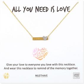 img 4 attached to ❤️ MUSTHAVE All You Need is Love 18K Gold Plated Necklace: Yellow & White, Anchor Chain, 16"-18" Length, Gift Card