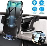 📱 vikano wireless car charger mount - automatic 10w qi fast charging car phone holder for iphone xs/xs max/xr/x/8/8 plus, samsung galaxy note 9/s9/s9+/s8/s8+ - air vent & dashboard compatible (black) logo