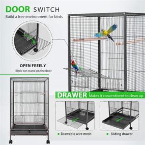 img 1 attached to 🐦 VIVOHOME 30" Wrought Iron Bird Cage with Rolling Stand - Ideal for Parrots, Conure, Lovebird, and Cockatiel