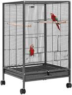 🐦 vivohome 30" wrought iron bird cage with rolling stand - ideal for parrots, conure, lovebird, and cockatiel logo