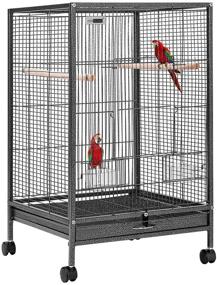 img 4 attached to 🐦 VIVOHOME 30" Wrought Iron Bird Cage with Rolling Stand - Ideal for Parrots, Conure, Lovebird, and Cockatiel