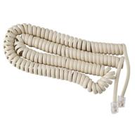 tangle-free curly phone cord - superior sound quality for home or office (15ft, bone ivory) logo