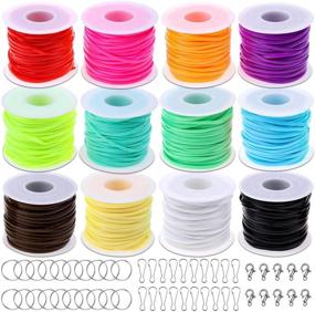 img 4 attached to 🧶 Cridoz Lanyard String Kit: 12 Rolls of Plastic Lacing Cord, 20 Snap Clip Hooks, 20 Key Chain Ring Clips, 10 Lobster Clasps - Ideal for Crafts, Bracelets, and Lanyards