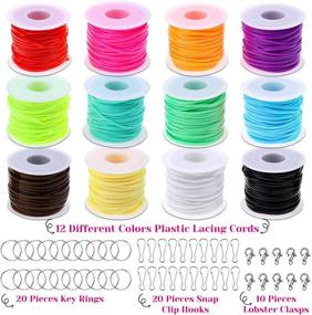 img 3 attached to 🧶 Cridoz Lanyard String Kit: 12 Rolls of Plastic Lacing Cord, 20 Snap Clip Hooks, 20 Key Chain Ring Clips, 10 Lobster Clasps - Ideal for Crafts, Bracelets, and Lanyards