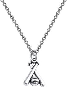 img 4 attached to ⚾ FUSTMW Baseball and Baseball Bat Cross Necklace - Jewelry for Baseball Lovers – Gifts for Baseball Moms and Players
