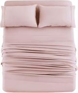 mohap 4 piece brushed microfiber bed sheet set, queen size - fade resistant, easy care bedding in soft pink, including pillowcases logo