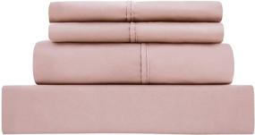 img 1 attached to Mohap 4 Piece Brushed Microfiber Bed Sheet Set, Queen Size - Fade Resistant, Easy Care Bedding in Soft Pink, including Pillowcases