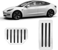 🚀 improve your tesla's performance & safety with tesfans non-slip aluminum foot pedal pads for model 3 and model y logo