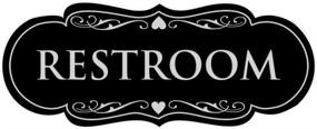 img 1 attached to 🚻 Medium Sized Designer Restroom Sign in Black/Silver for Enhanced SEO