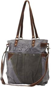 img 2 attached to 👜 Myra Bags USA Journey Upcycled Canvas Shoulder Bag S-0735: Versatile Tan, Khaki, and Brown Tones in One Size