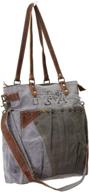 👜 myra bags usa journey upcycled canvas shoulder bag s-0735: versatile tan, khaki, and brown tones in one size logo