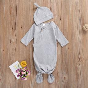 img 3 attached to 👶 Organic Cotton Newborn Baby Girl Boy Sleep Gown Set: Sleeping Bag Pajamas, Coming Home Outfits, Swaddle Blanket, and Nightgown Sleepwear