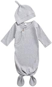 img 4 attached to 👶 Organic Cotton Newborn Baby Girl Boy Sleep Gown Set: Sleeping Bag Pajamas, Coming Home Outfits, Swaddle Blanket, and Nightgown Sleepwear