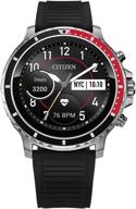 👉 citizen cz smart stainless steel smartwatch with touchscreen, heart rate monitor, gps, speaker, bluetooth, notifications, iphone and android compatibility, powered by google wear os logo