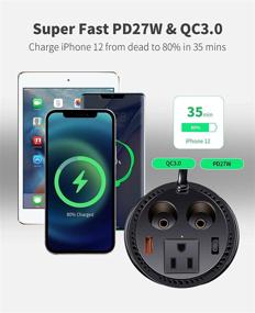 img 2 attached to 🚗 150W Car Power Inverter Cup Holder Charger with USB C, QC3.0, and 2 Car Power Adapter - SUPERONE