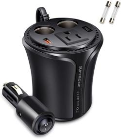 img 4 attached to 🚗 150W Car Power Inverter Cup Holder Charger with USB C, QC3.0, and 2 Car Power Adapter - SUPERONE