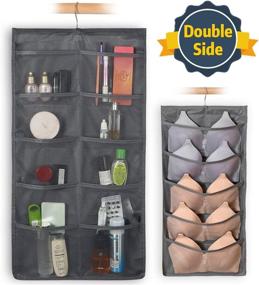 img 3 attached to Aiky Womens Hanging Closet Organizer: Dual-Sided Bra & Underwear Storage, 10 Underwear + 5 Bra Organizers, Mesh Pockets, Oxford Cloth, Rotating Metal Hanger (Grey -1pcs)