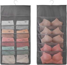 img 4 attached to Aiky Womens Hanging Closet Organizer: Dual-Sided Bra & Underwear Storage, 10 Underwear + 5 Bra Organizers, Mesh Pockets, Oxford Cloth, Rotating Metal Hanger (Grey -1pcs)