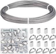 favordrory cable railing kit: 1/16 inch stainless steel wire rope with aluminum crimping sleeves & thimbles - ideal for railing, decking, picture hanging logo