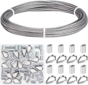 img 4 attached to Favordrory Cable Railing Kit: 1/16 Inch Stainless Steel Wire Rope with Aluminum Crimping Sleeves & Thimbles - Ideal for Railing, Decking, Picture Hanging