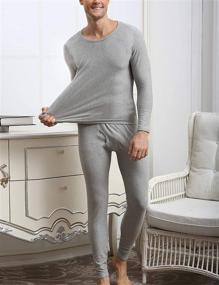 img 3 attached to 👨 Men's Heavyweight Thermal Underwear Set - COLORFULLEAF Cotton Long Johns with Fleece Lining