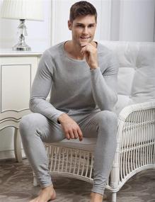 img 2 attached to 👨 Men's Heavyweight Thermal Underwear Set - COLORFULLEAF Cotton Long Johns with Fleece Lining