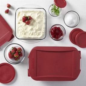 img 1 attached to 🍒 Anchor Hocking SnugFit 12 Piece Glass Food Storage and Embrace Baking Dish Set - Cherry Red: Organize and Bake in Style!