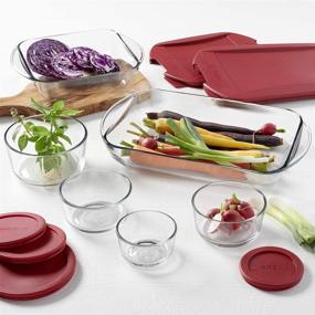 img 3 attached to 🍒 Anchor Hocking SnugFit 12 Piece Glass Food Storage and Embrace Baking Dish Set - Cherry Red: Organize and Bake in Style!