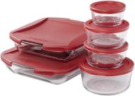 🍒 anchor hocking snugfit 12 piece glass food storage and embrace baking dish set - cherry red: organize and bake in style! логотип