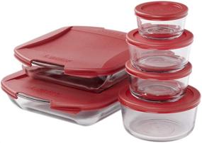 img 4 attached to 🍒 Anchor Hocking SnugFit 12 Piece Glass Food Storage and Embrace Baking Dish Set - Cherry Red: Organize and Bake in Style!