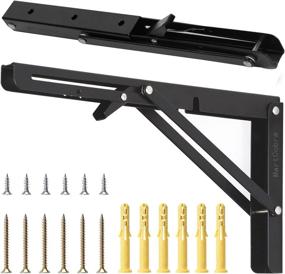 img 4 attached to 12-Inch Heavy Duty Floating Shelf Brackets - 2X Foldable L Brackets for Shelves, Black 🔧 Wall Mount Shelf Hinges with Locking Mechanism, Floating Shelf Hardware for Floating Shelves and Foldable Tables