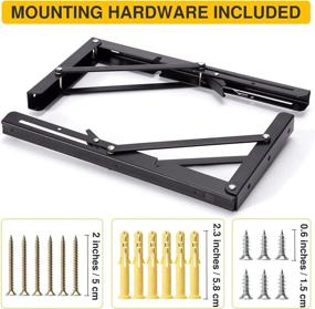 img 2 attached to 12-Inch Heavy Duty Floating Shelf Brackets - 2X Foldable L Brackets for Shelves, Black 🔧 Wall Mount Shelf Hinges with Locking Mechanism, Floating Shelf Hardware for Floating Shelves and Foldable Tables