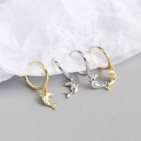 img 3 attached to 🐬 Chic Dolphin Hoop Earrings: Stylish Sterling Silver S925 Drops for Women and Girls - Perfect for Sensitive Ears, Cartilage, and BFF Jewelry