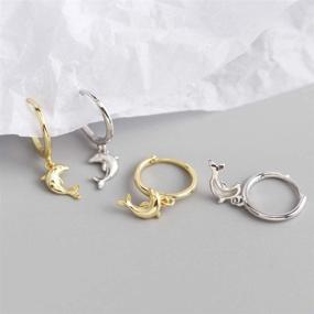 img 1 attached to 🐬 Chic Dolphin Hoop Earrings: Stylish Sterling Silver S925 Drops for Women and Girls - Perfect for Sensitive Ears, Cartilage, and BFF Jewelry