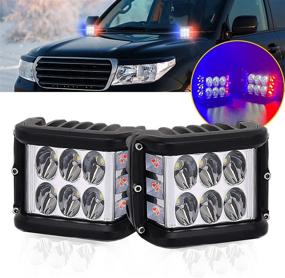 img 4 attached to LED Side Shooter Light Bar XTAUTO 4 Inch White Off-Road DRL Driving Flood Spot Work Pods Light With Dual Side Red Blue Flash Strobe Lights Lamps Replacement For Jeep Truck ATV UTV 4X4 Boat