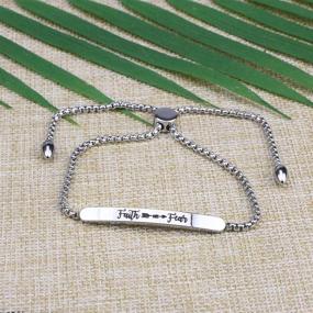 img 2 attached to 🎗️ Adjustable Stainless Steel Chain Link Bracelet - Cancer Survivor Gift, Inspirational Motivational Encouragement Jewelry