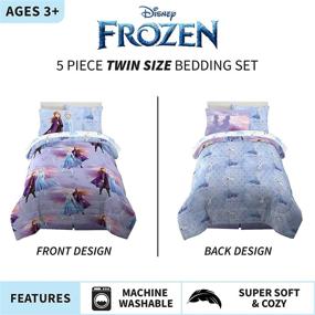 img 2 attached to 🛌 Super Soft Disney Frozen 2 Bedding Set for Kids - Comforter, Sheet Set & Sham, Twin Size - 5 Piece Collection